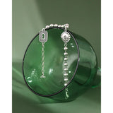 SHANICE 925 Silver Boho Chunky Chain Bracelet Retro Smiley Key Tag Chain