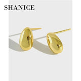 SHANICE 925 Silver Oval Drop Ear Studs Geometric Earrings