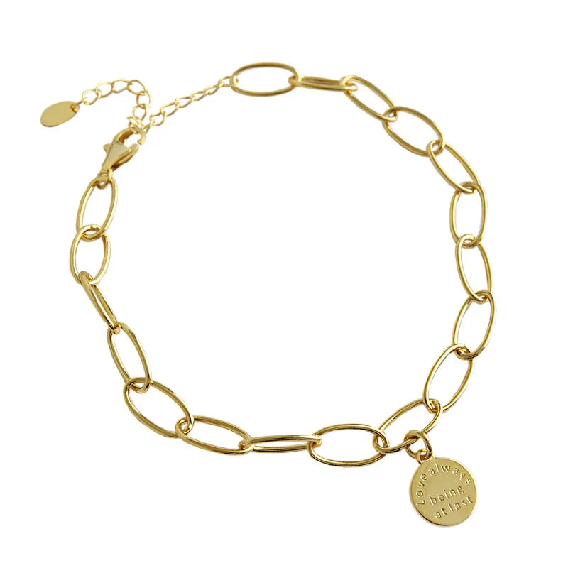 SHANICE 925 Silver Anklets Women Geometric Letter S925 Ankle