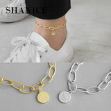 SHANICE 925 Silver Anklets Women Geometric Letter S925 Ankle