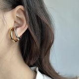 Thick Hoop S925 Sterling Silver No Pierced Ear Clip Earring