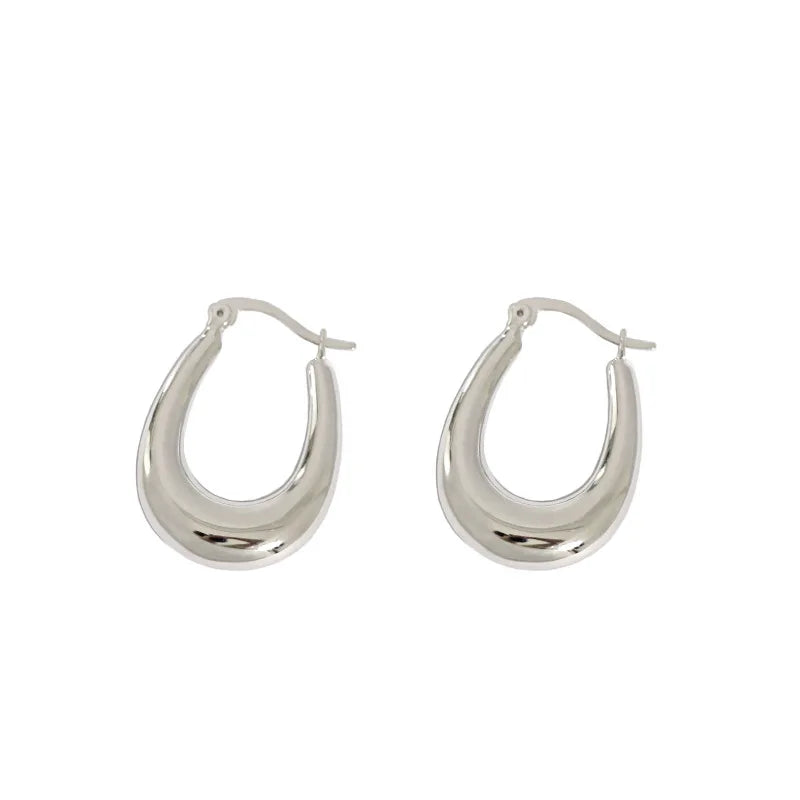 S925 Sterling Silver Hoop Earrings Geometric Minimalist Stars