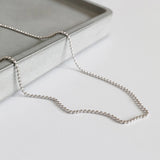 SHANICE Sterling Silver Necklace Melon Seeds Bead Chain Long Necklace