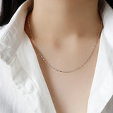 SHANICE Sterling Silver Necklace Melon Seeds Bead Chain Long Necklace