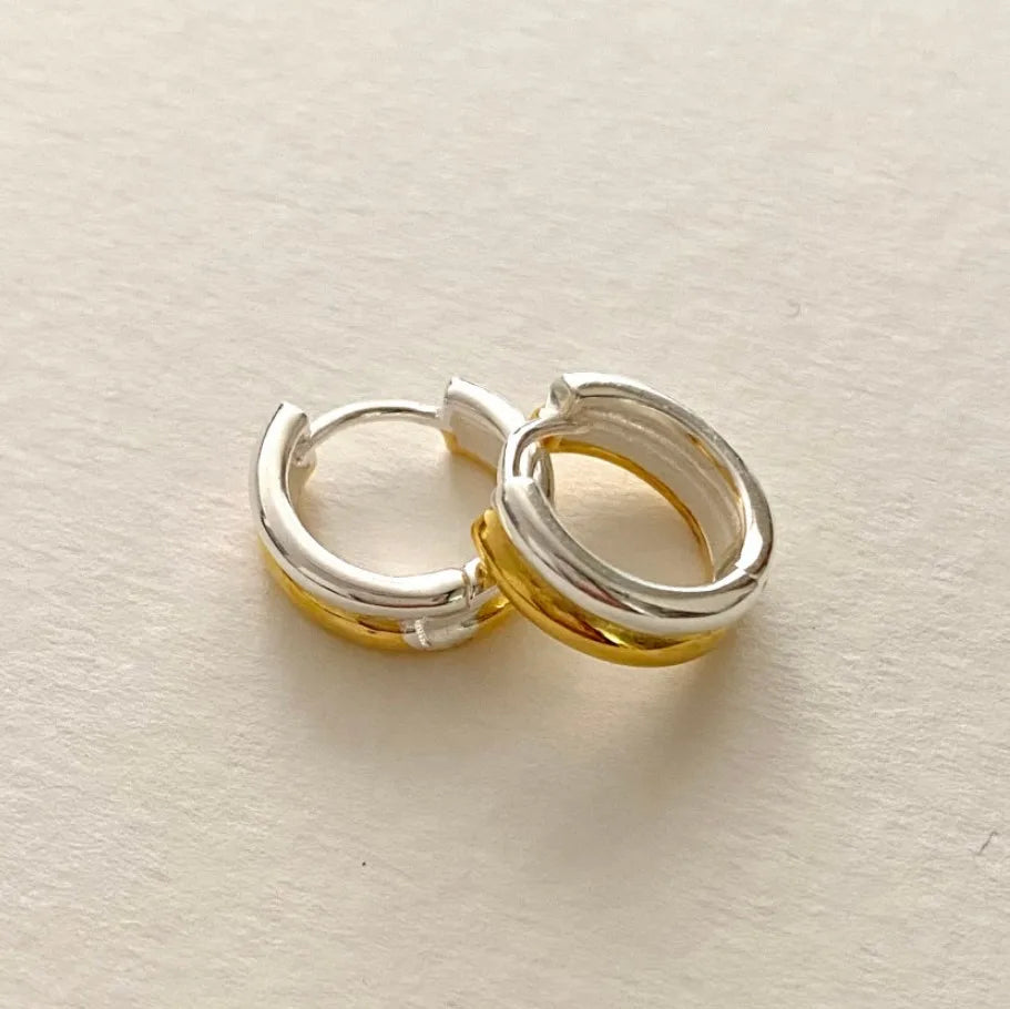 SHANICE European S925 Sterling Silver Double-Ring Hoop Earrings