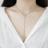 SHANICE Geometric Circle Bar Necklace 925 Sterling Silver Jewelry