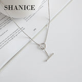 SHANICE Geometric Circle Bar Necklace 925 Sterling Silver Jewelry