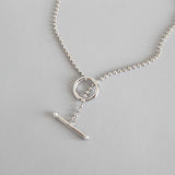 SHANICE Geometric Circle Bar Necklace 925 Sterling Silver Jewelry