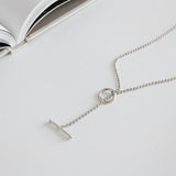 SHANICE Geometric Circle Bar Necklace 925 Sterling Silver Jewelry