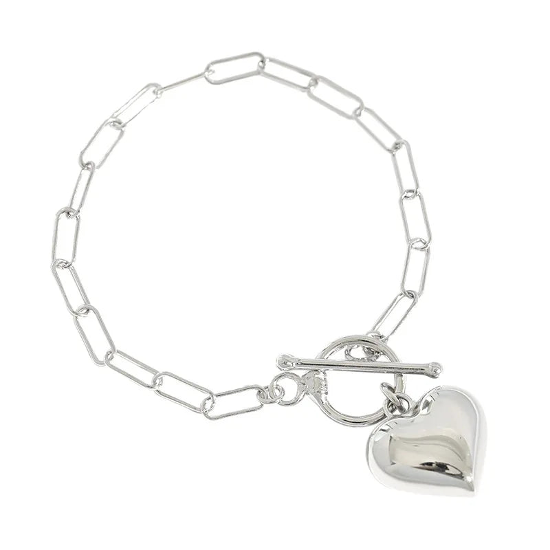SHANICE INS 925 Sterling Silver Chain Bracelet Love Heart Link Bracelet