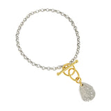 SHANICE INS 925 Silver Texture Tag OT Buckle Chain Link Bracelet