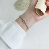 SHANICE INS Retro 925 Silver Smile Face Chain Bracelet Wedding Jewelry