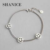 SHANICE INS Retro 925 Silver Smile Face Chain Bracelet Wedding Jewelry