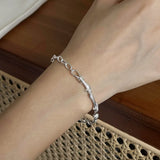 SHANICE INS S925 Silver Bracelet Hand-woven Twisted Lines Geometric