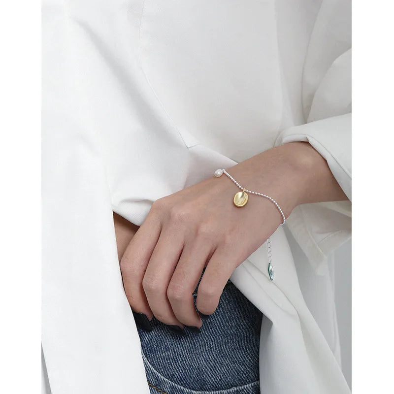 SHANICE INS S925 Silver Freshwater Pearl Adjustable Bracelet