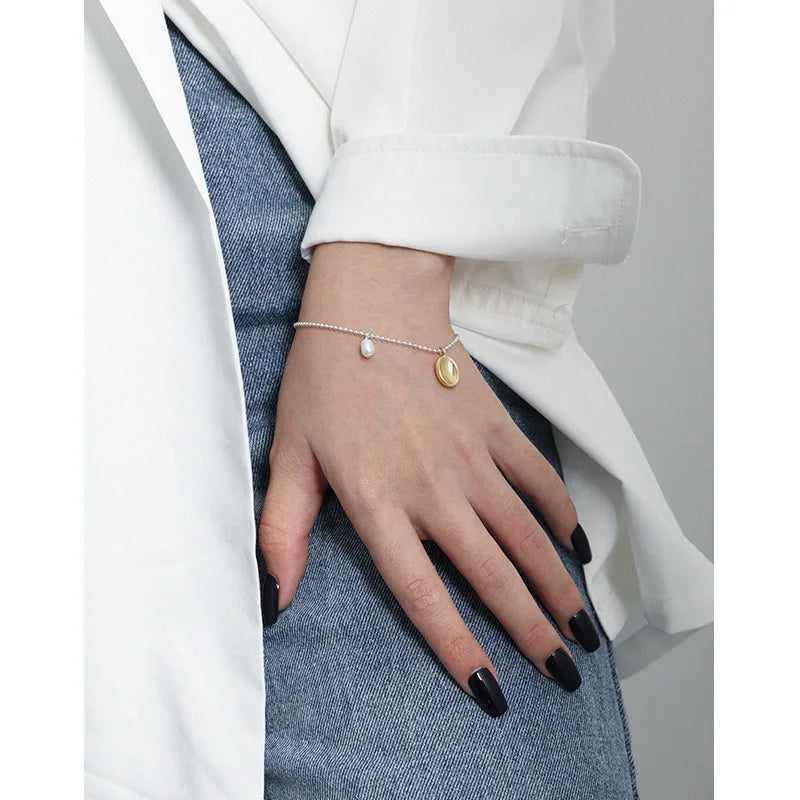 SHANICE INS S925 Silver Freshwater Pearl Adjustable Bracelet