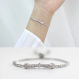 SHANICE Bowknot CZ Bangle Bracelet 925 Silver Women's Jewelry