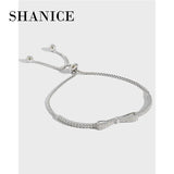 SHANICE Bowknot CZ Bangle Bracelet 925 Silver Women's Jewelry