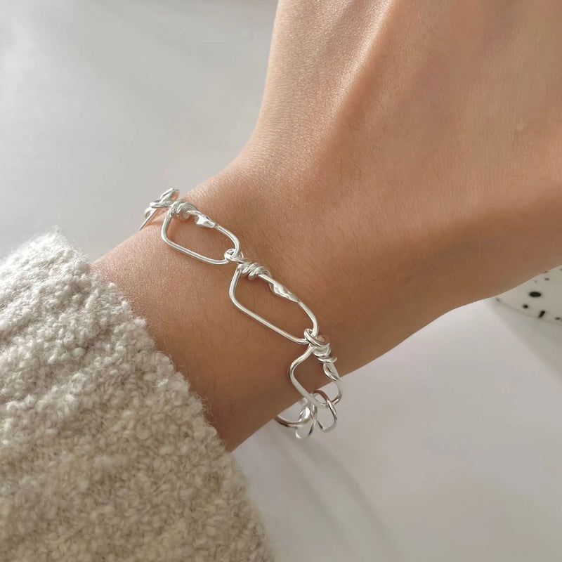 SHANICE S925 Sterling Silver Curb Link Chain Bracelet