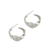 SHANICE S925 Sterling Silver Irregular Concave Convex Earrings