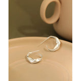 SHANICE S925 Sterling Silver Irregular Concave Convex Earrings