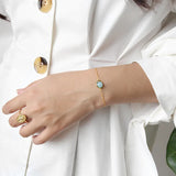 SHANICE S925 Sterling Silver Bracelet with Gray Moonstone Aquamarine