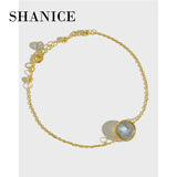 SHANICE S925 Sterling Silver Bracelet with Gray Moonstone Aquamarine