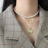 SHANICE S925 Silver Necklace Baroque Freshwater Pearl Portrait Chain Chocker