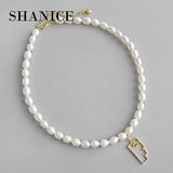 SHANICE S925 Silver Necklace Baroque Freshwater Pearl Portrait Chain Chocker