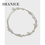 SHANICE S925 Sterling Silver Geometric Ball Round Bead Chain Bracelet