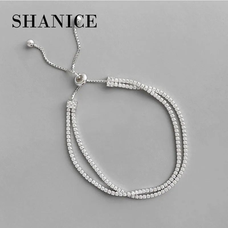 SHANICE S925 Silver Double Zircon Row Bracelet