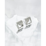 Geometric Hollow Square S925 Sterling Silver Stud Earrings