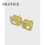 Geometric Hollow Square S925 Sterling Silver Stud Earrings