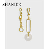 SHANICE minimalist crystal chain asymmetric S925 silver stud earrings
