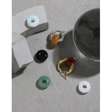 Minimalist Geometric Jade Circle Earrings S925 Sterling Silver