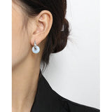 Minimalist Geometric Jade Circle Earrings S925 Sterling Silver