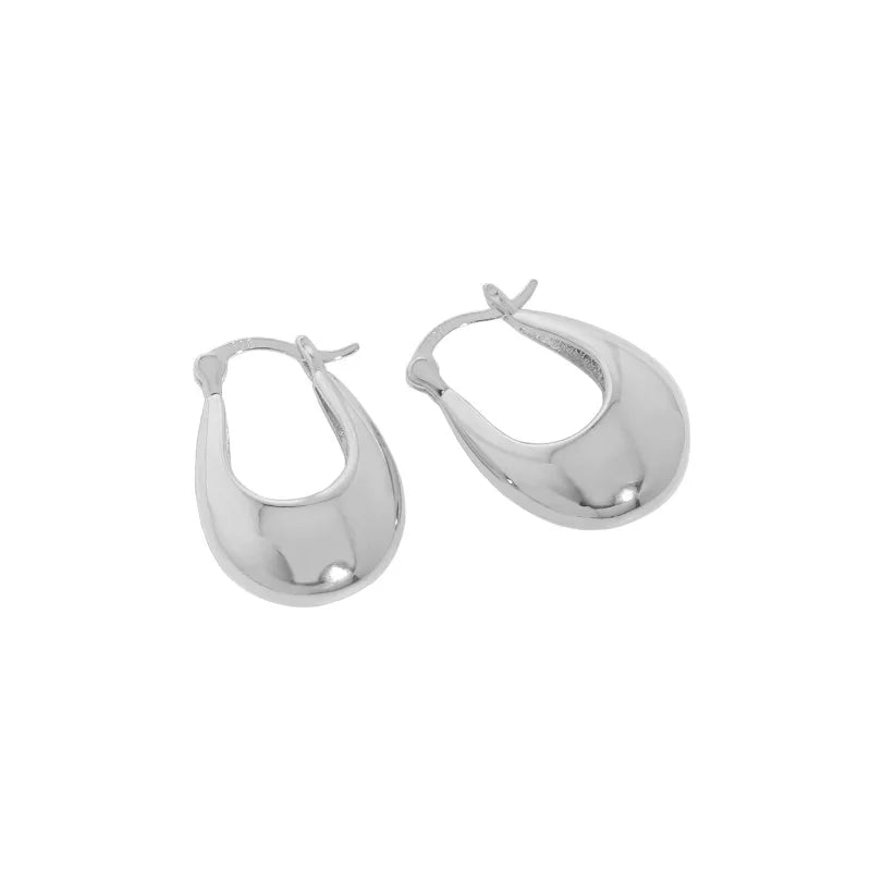Minimalist Geometric U-Shaped Texture S925 Silver Hoop Earrings