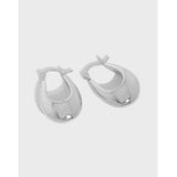 Minimalist Geometric U-Shaped Texture S925 Silver Hoop Earrings