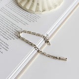 SHANICE S925 Silver Retro Old Cross Chain Bracelet Hip Hop Party Rock