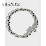 SHANICE S925 Silver Retro Old Cross Chain Bracelet Hip Hop Party Rock