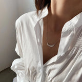 SHANICE S925 Silver Leaf Necklace Geometric Clavicle Chain Pendant Jewelry