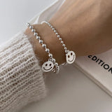 SHANICE 925 Silver Smile Face Beads Chain Bracelet for Women