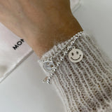 SHANICE 925 Silver Smile Face Beads Chain Bracelet for Women