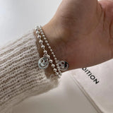 SHANICE 925 Silver Smile Face Beads Chain Bracelet for Women
