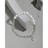 SHANICE 925 Sterling Silver Bracelet Baroque Pearl Chain for Women