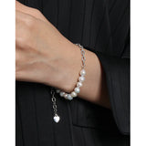 SHANICE 925 Sterling Silver Bracelet Baroque Pearl Chain for Women