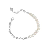 SHANICE 925 Sterling Silver Bracelet Baroque Pearl Chain for Women