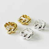 SHANICE S925 Sterling Silver Large Twist Circle Hoop Earrings Geometric Round