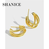 SHANICE S925 Silver Hoop Earrings Geometric Circle Women's Jewelry