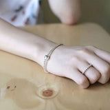 SHANICE S925 Sterling Silver Beaded Bracelet 3mm Round Bead Female Jewelry
